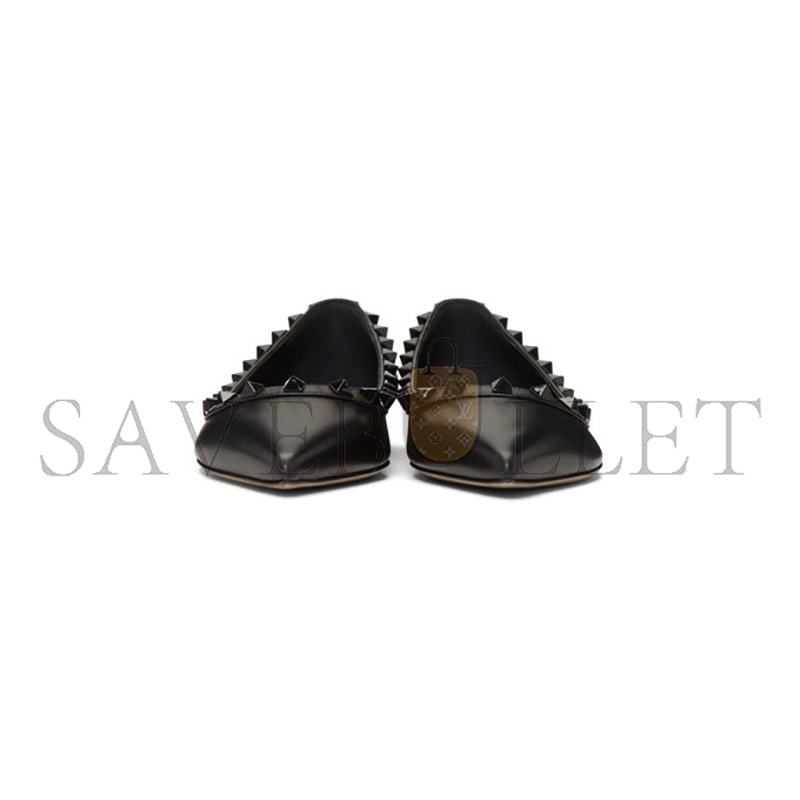Va1e*ntin0 black Va1e*ntin0 garavani tonal rockstud ballerina flats